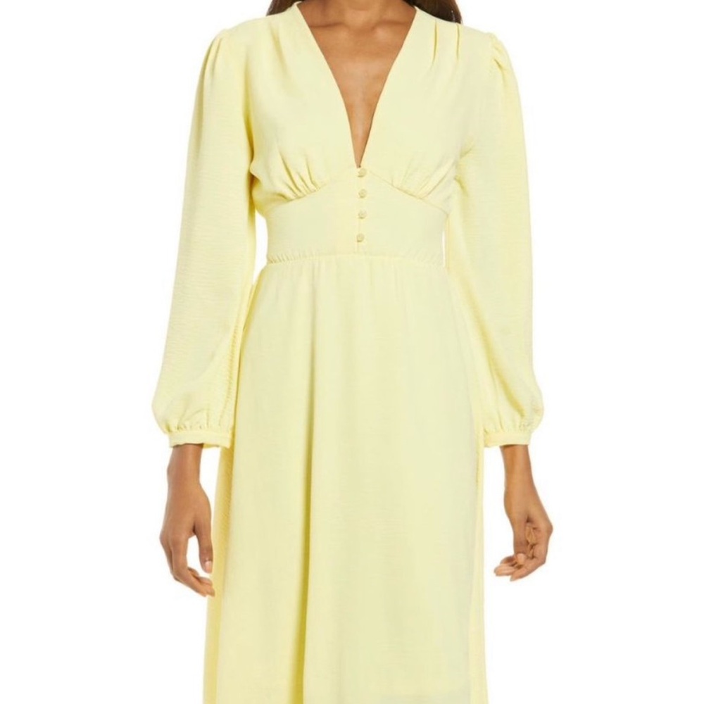 Empire waist long sleeve yellow dress, Fraiche by J